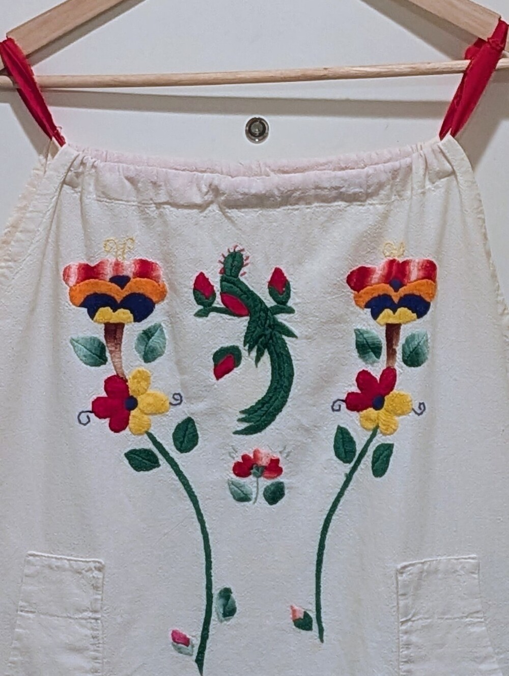 GUC 70s L Vintage Hand Embroidered Mexican Cotton Sun Dress - Picture 2 of 8